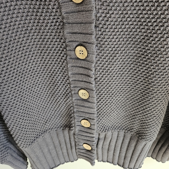 Free People Gray Waffle Knit Oversized Hailee Cardigan Sweater - Picture 9 of 14